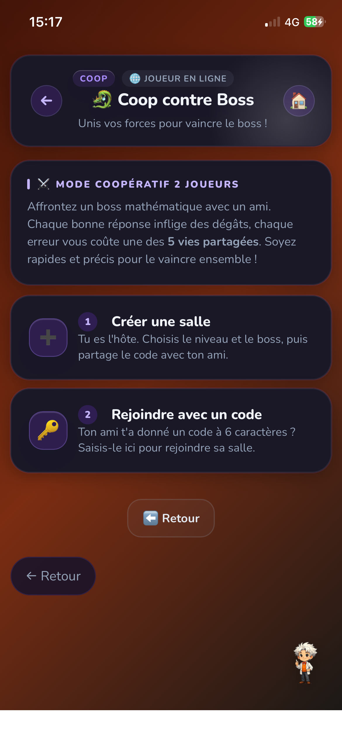 Mode Coop vs Boss — combattre un boss math&eacute;matique &agrave; 2 joueurs